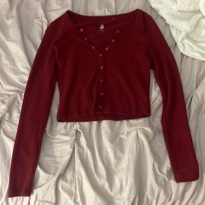 maroon/red tight fitted sweater